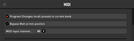 TH-U MIDI Settings - Program Change