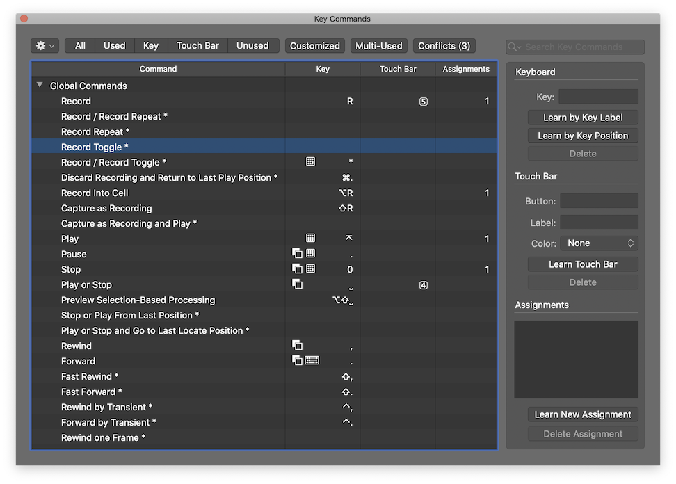 logic pro key commands